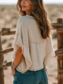 Women's Bohemian Style Frayed Tassel Loose Cotton T-Shirt ZMZ2425H0XT
