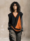 Women's Color-Block V-Neck Knit Sweater Vest ZMZ2458H5XT