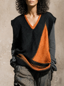 Women's Color-Block V-Neck Knit Sweater Vest ZMZ2458H5XT