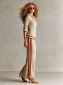 Women's Color-Block Knit Polo Top And Paneled Skirt Two-Piece Set ZMZ2580H4XT