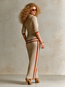 Women's Color-Block Knit Polo Top And Paneled Skirt Two-Piece Set ZMZ2580H4XT