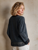 Women's French Elegant V-Neck Lace Trim Long-Sleeve T-Shirt ZMZ2176H7XT