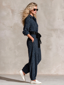 Women's Vintage Casual Plaid Long-Sleeve Tie-Waist Jumpsuit ZMZ2186H5XT