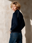 Women's Navy Zip-Up Knit Sports Jacket ZMZ2180H5XT
