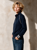 Women's Navy Zip-Up Knit Sports Jacket ZMZ2180H5XT