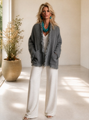 Women's Classic Vintage-Style Casual Multi-Pocket Knit Cardigan ZMZ2435H7ZYY