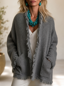 Women's Classic Vintage-Style Casual Multi-Pocket Knit Cardigan ZMZ2435H7ZYY