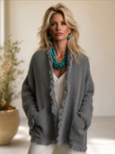 Women's Classic Vintage-Style Casual Multi-Pocket Knit Cardigan ZMZ2435H7ZYY