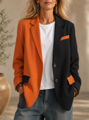 Women's Classic Casual Color-Block Lapel Single-Breasted Blazer ZMZ2445H9ZYY