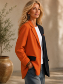 Women's Classic Casual Color-Block Lapel Single-Breasted Blazer ZMZ2445H9ZYY