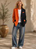 Women's Classic Casual Color-Block Lapel Single-Breasted Blazer ZMZ2445H9ZYY