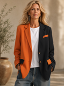 Women's Classic Casual Color-Block Lapel Single-Breasted Blazer ZMZ2445H9ZYY