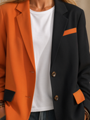 Women's Classic Casual Color-Block Lapel Single-Breasted Blazer ZMZ2445H9ZYY