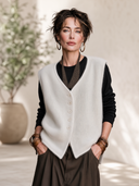 Women's Vintage-style Elegant V-neck Single-breasted Knit Vest ZMZ1970H1ZYY
