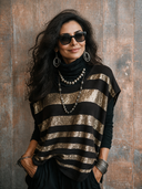 Women's Retro Casual Cotton Yarn Knitted Patchwork Sequin Loose Pullover Vest ZMZ2505H7ZJY