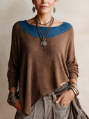 Women's Retro Color-Block Knit Pullover Sweater ZMZ2574H7SWL