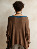 Women's Retro Color-Block Knit Pullover Sweater ZMZ2574H7SWL