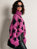 Women's Casual Star-Jacquard Chunky Knit Turtleneck Sweater ZMZ2568H5XT