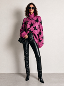 Women's Casual Star-Jacquard Chunky Knit Turtleneck Sweater ZMZ2568H5XT