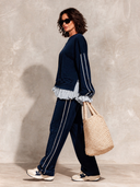 Women's Navy Athleisure Sweatshirt And Jogger Set ZMZ2555H8XT