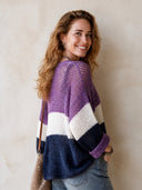 Women's Classic V-Neck Color-Block Mesh Knit Cardigan ZMZ2637H1SWL