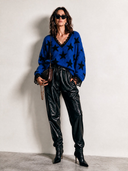 Women's Casual Street Style Star Jacquard V-neck Lace-trimmed Sweater ZMZ2628H6XT