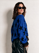 Women's Casual Street Style Star Jacquard V-neck Lace-trimmed Sweater ZMZ2628H6XT
