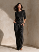 Women's Retro Casual Elegant Sparkling Queen Stretch Long Sleeve Maxi Dress ZMZ2667H8ZJY