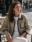 Women's Classic Vintage Casual Twill Cotton Zip-Up Jacket With Collar ZMZ2628H0ZYY