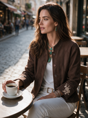 Women's Classic Retro Casual Faux Suede Single-Breasted Jacket With Stand Collar And Cuff Embroidery ZMZ2691H8ZYY