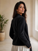 Women's Classic Retro Casual Slim-Fit Velvet Jacket With Asymmetric Closure ZMZ2639H7ZYY