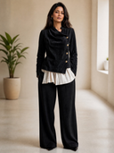Women's Classic Retro Casual Slim-Fit Velvet Jacket With Asymmetric Closure ZMZ2639H7ZYY