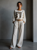 Women's Vintage Casual Cotton-Linen Button-Front Trousers ZMZ2686H0ZJY
