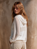 Women's Street Casual Sequined Mesh Sleeve Hoodie ZMZ2575H9XT
