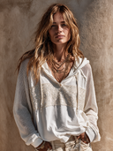 Women's Street Casual Sequined Mesh Sleeve Hoodie ZMZ2575H9XT