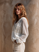 Women's Street Casual Sequined Mesh Sleeve Hoodie ZMZ2575H9XT