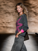 Women's Casual Street Style Star Jacquard Color-blocked Crew Neck Sweater ZMZ2580H3XT