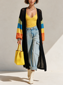 Women's Fashion Rainbow Sleeve Unbuttoned Knit Cardigan ZMZ2708H0SWL