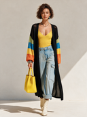 Women's Fashion Rainbow Sleeve Unbuttoned Knit Cardigan ZMZ2708H0SWL