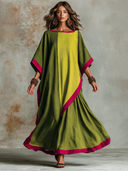 Women's Vacation Color-Block Crew Neck Asymmetric Hem Maxi Dress ZMZ2706H5XT