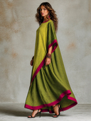 Women's Vacation Color-Block Crew Neck Asymmetric Hem Maxi Dress ZMZ2706H5XT