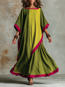 Women's Vacation Color-Block Crew Neck Asymmetric Hem Maxi Dress ZMZ2706H5XT