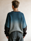 Women's Fashionable Color Block Gradient Long-Sleeved Pullover Sweater ZMZ0796H2SWL