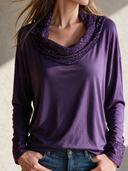 Women's Retro Casual Cotton Patchwork Sequin Pullover Long-Sleeve T-Shirt ZMZ2805H8ZJY