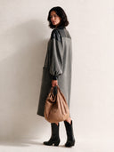 Women's Autumn/Winter Color-Block Grey Tweed Long-Sleeve Midi Dress ZMZ2833H6SWL