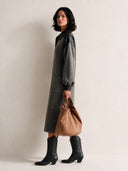 Women's Autumn/Winter Color-Block Grey Tweed Long-Sleeve Midi Dress ZMZ2833H6SWL