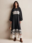 Women's Fashionable Hooded Sweatshirt Dress With Lace Paneling ZMZ2875H8SWL