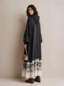 Women's Fashionable Hooded Sweatshirt Dress With Lace Paneling ZMZ2875H8SWL