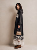 Women's Fashionable Hooded Sweatshirt Dress With Lace Paneling ZMZ2875H8SWL