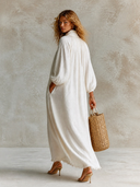 Women's French-style Relaxed-fit Cotton-linen Maxi Dress ZMZ2835H7XT